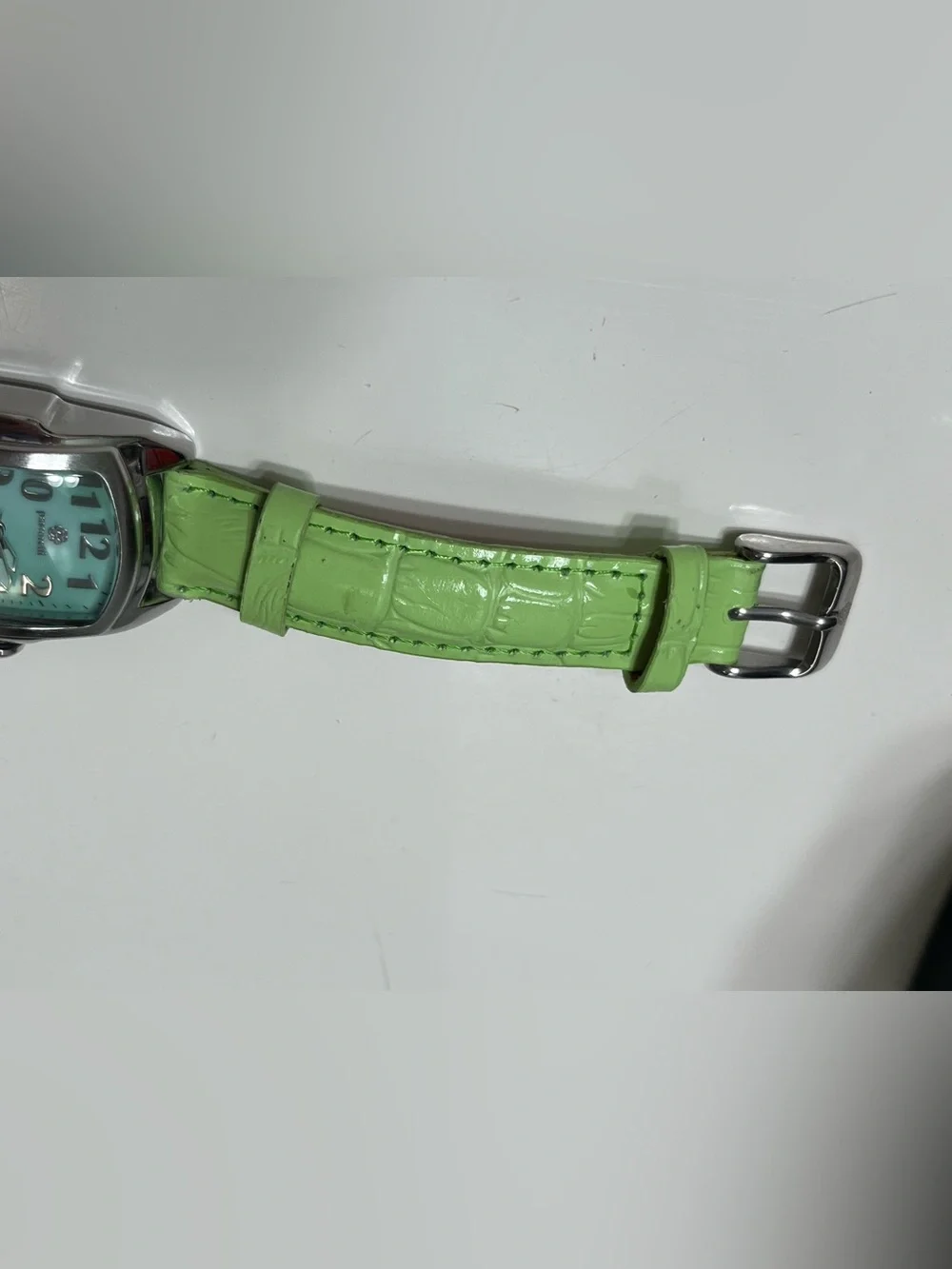 Pastorelli Ladies' Quartz Analog Stainless Steel Watch with Lime Leather Strap